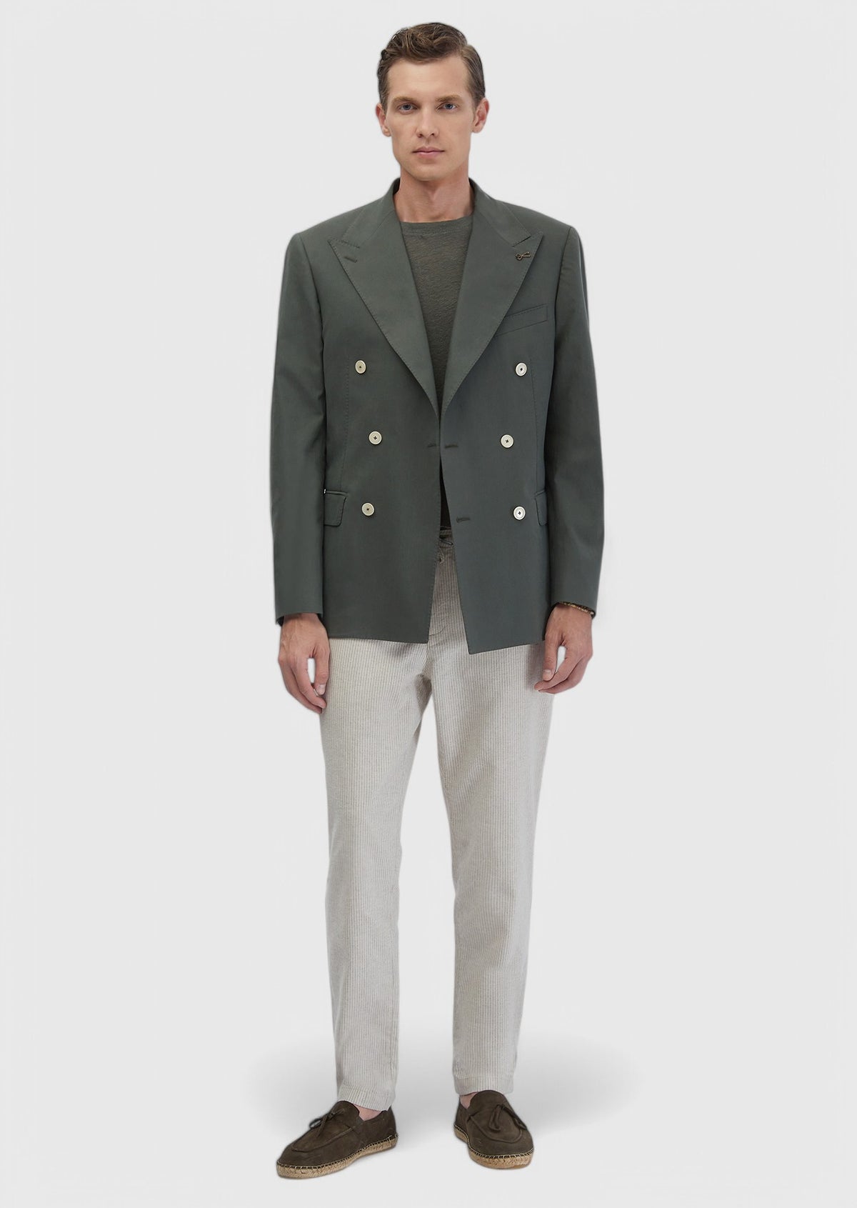 Haki Düz Slim Fit Ceket