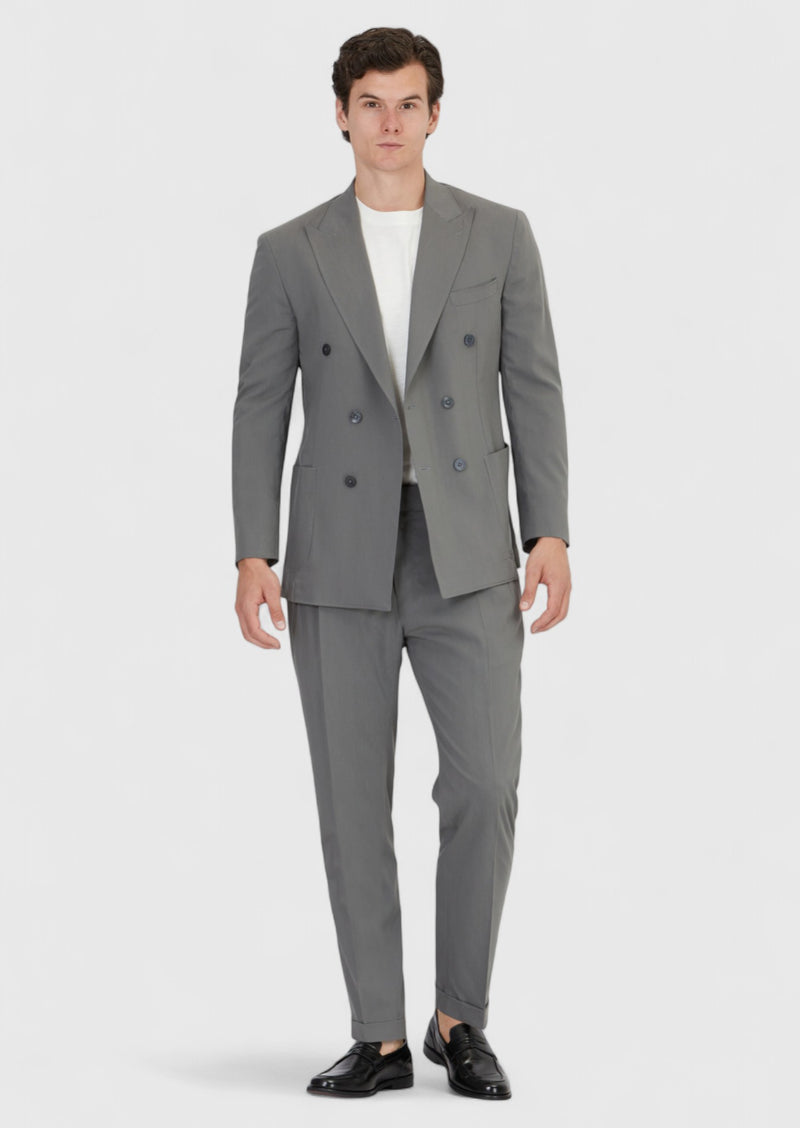 Gri Düz Zeroweight Slim Fit Takım Elbise