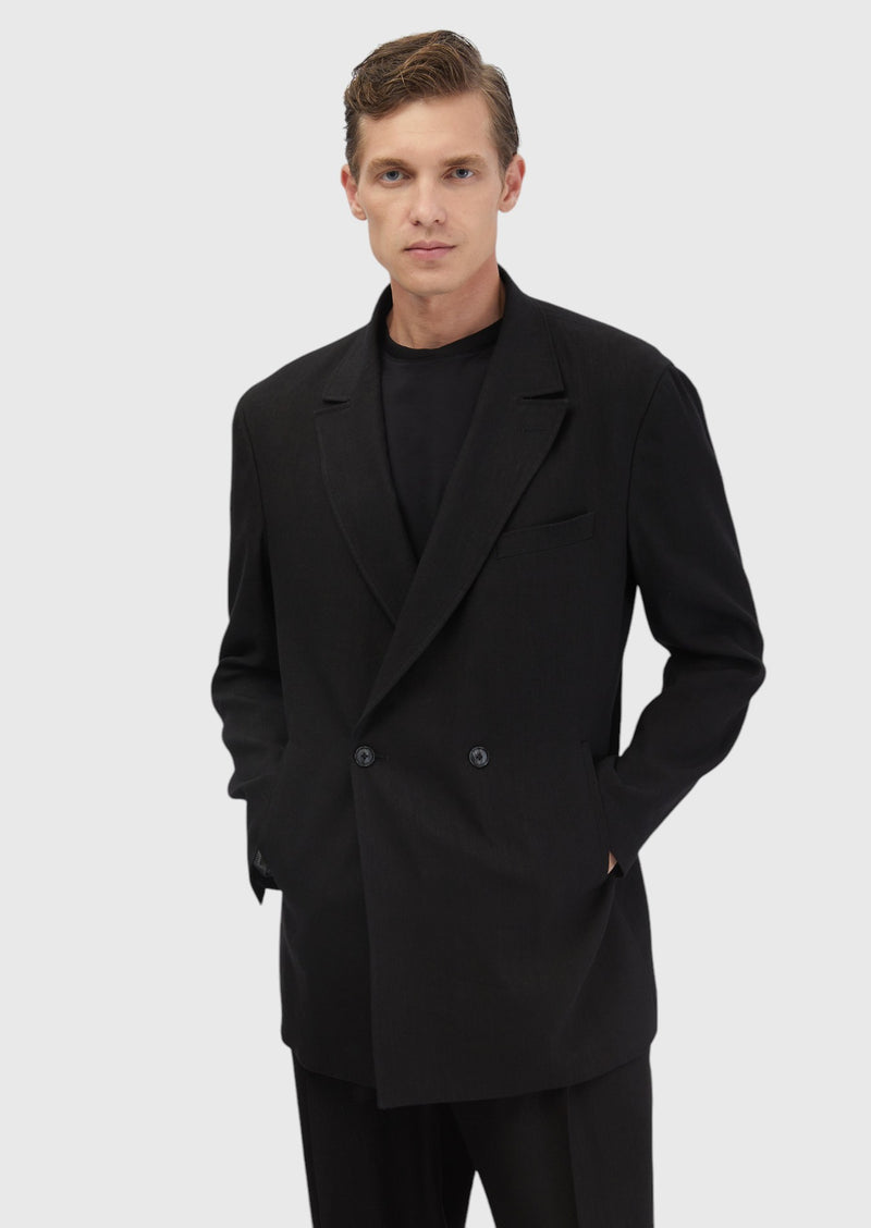 Siyah Düz Zeroweight Slim Fit Yün Karışımlı Takım Elbise