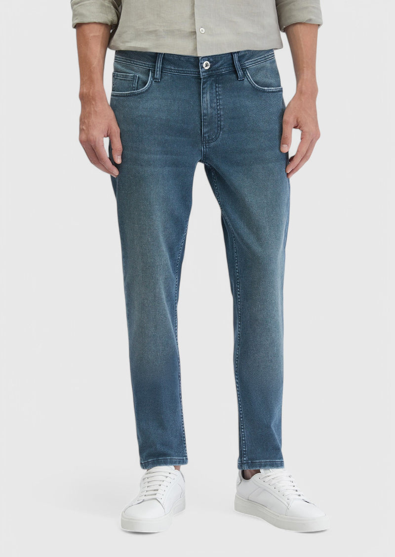 Mavi Düz Slim Fit Denim Pamuk Karışımlı Pantolon