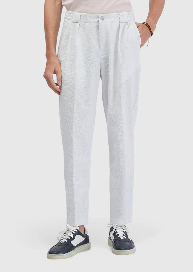 Beyaz Çizgili Dokuma Jogging Fit Casual Pantolon