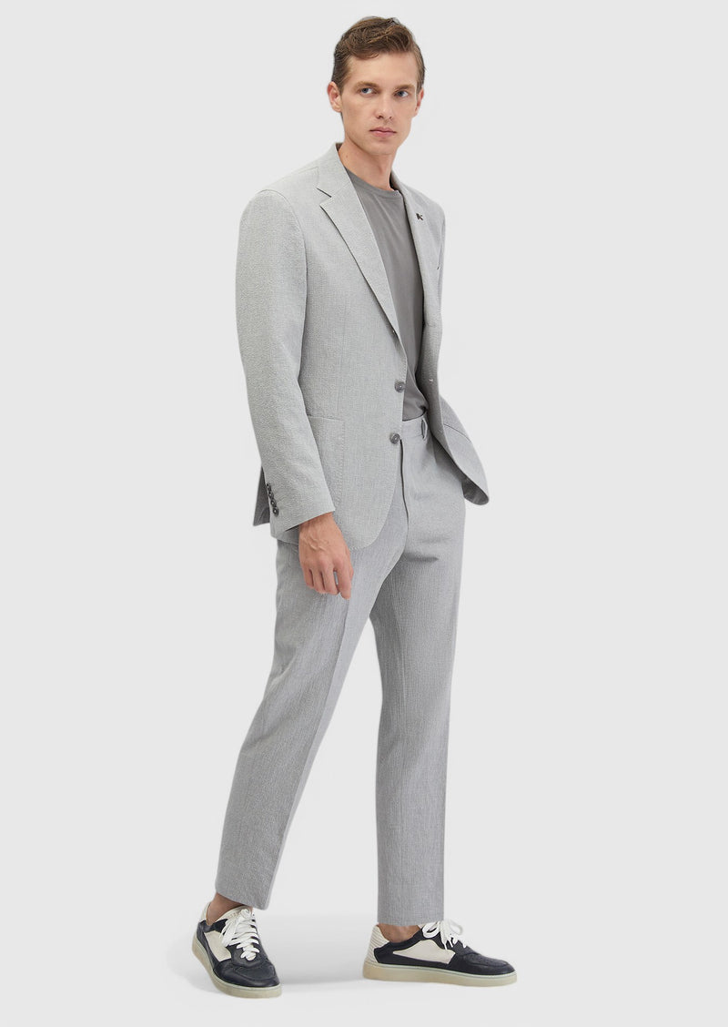 Açık Gri Desenli Zeroweight Slim Fit Pamuk Karışımlı Takım Elbise