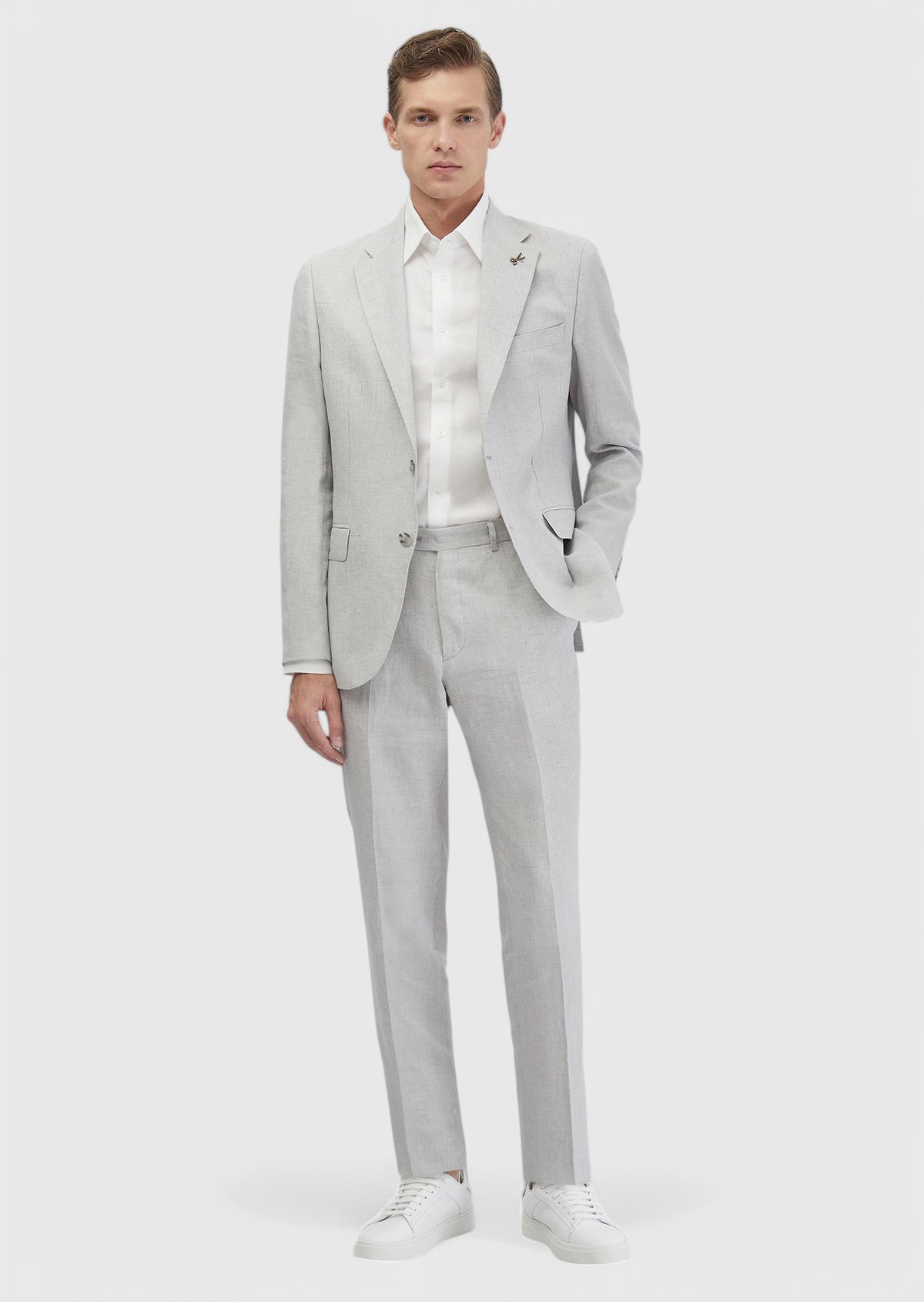 Açık Gri Zeroweight Slim Fit Yün Karışımlı Takım Elbise