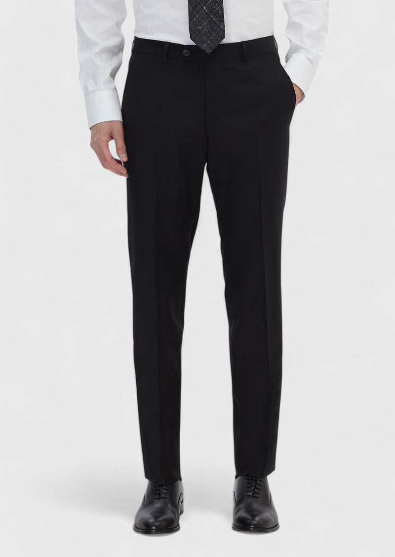 Siyah Modern Fit Klasik Yün Karışımlı Pantolon