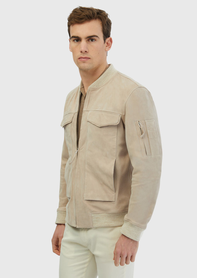 Bej Regular Fit Dik Yaka Casual Deri Mont