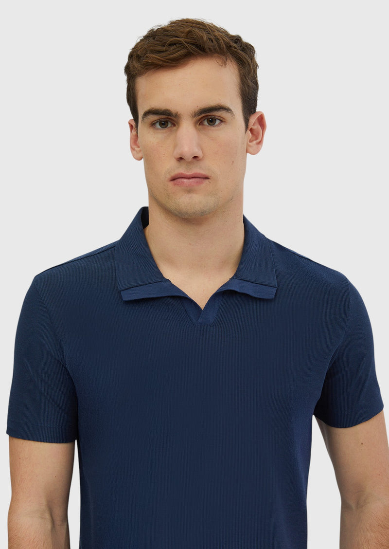 İndigo Jakarlı Polo Yaka %100 Pamuk T-Shirt