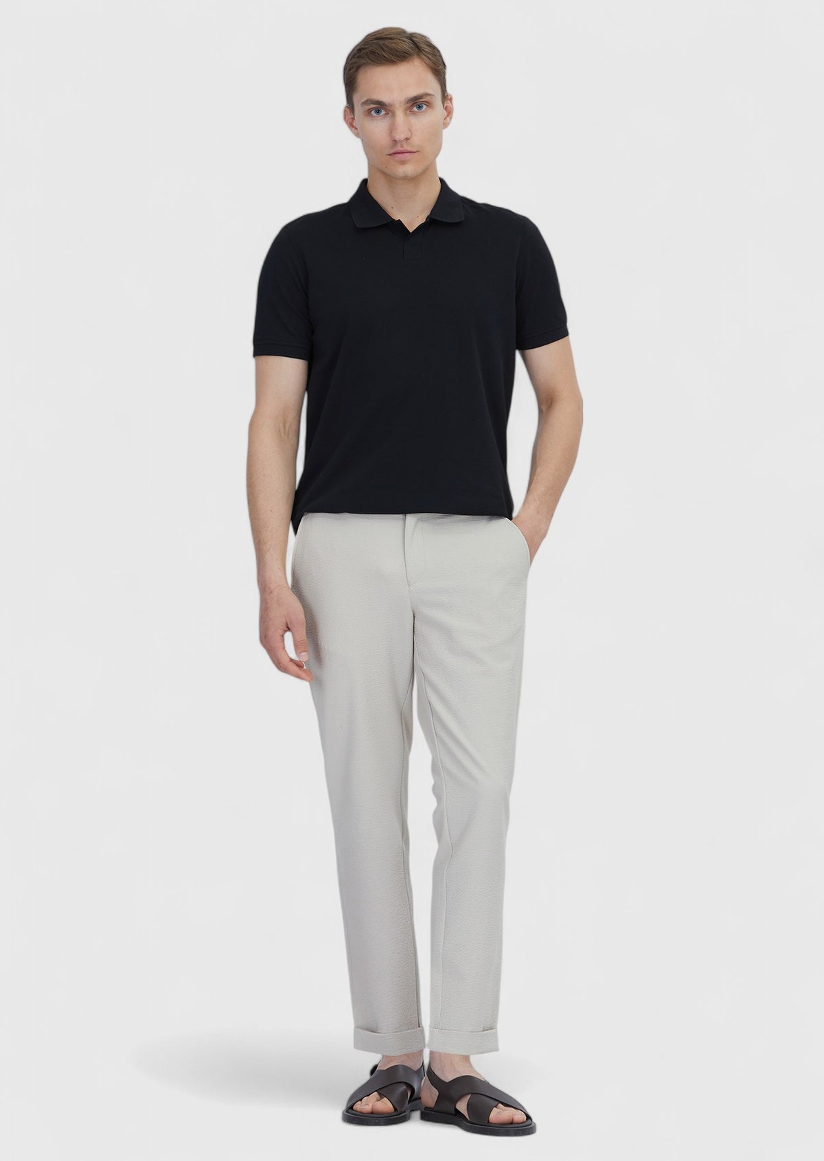 Siyah Düz Polo Yaka %100 Pamuk T-Shirt