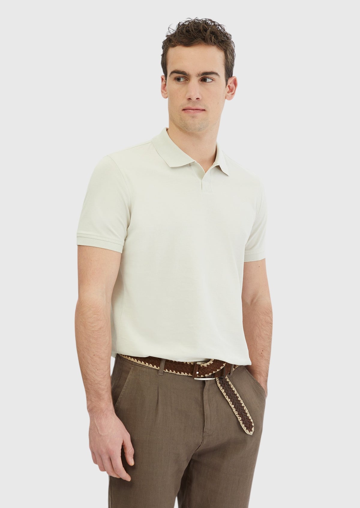 Taş Düz Polo Yaka %100 Pamuk T-Shirt