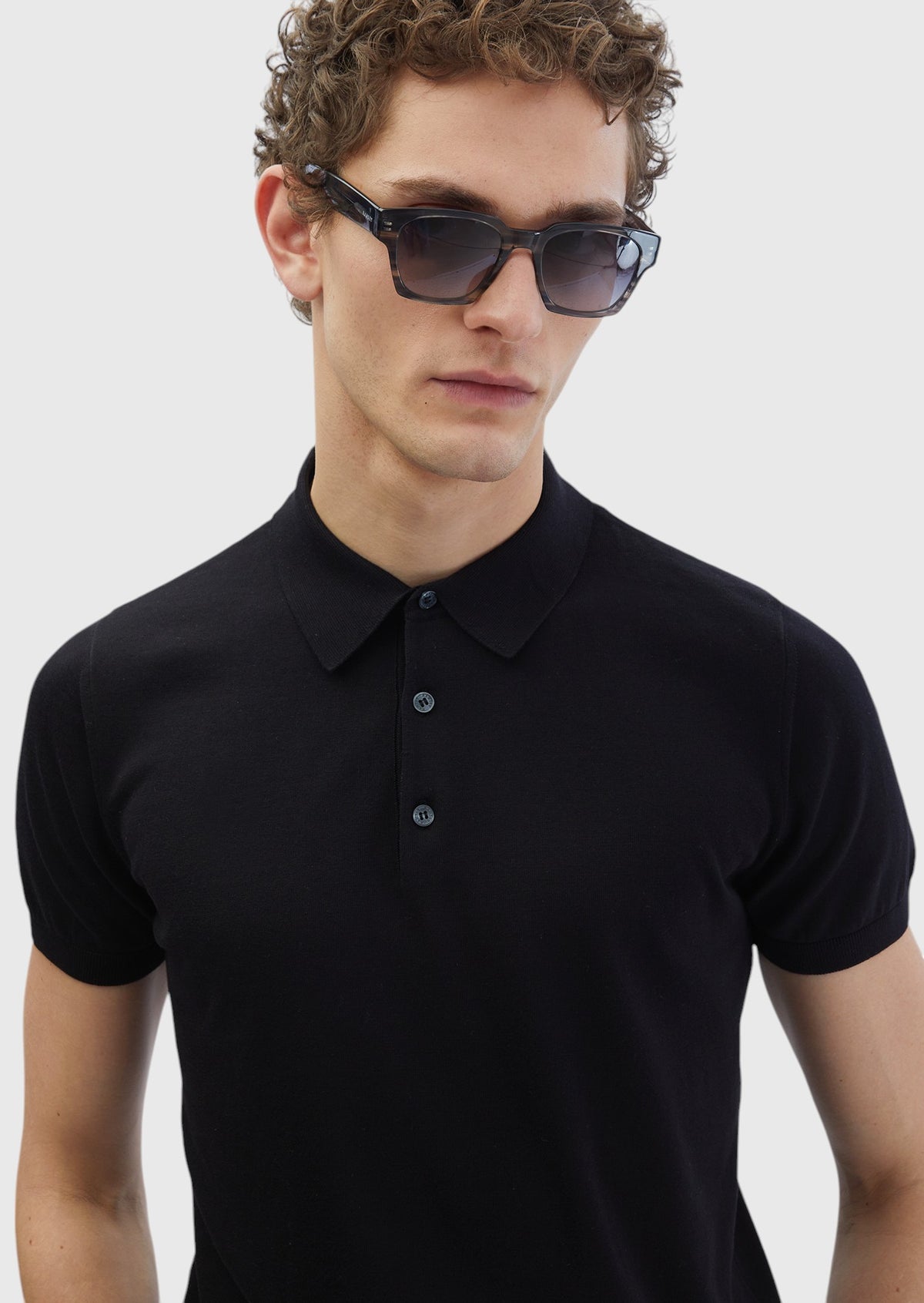 Siyah Polo Yaka %100 Pamuk Triko