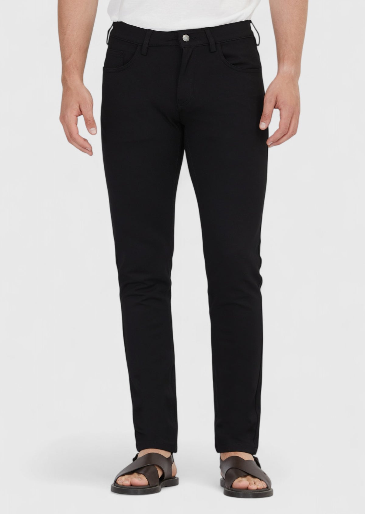 Siyah Düz Örme Slim Fit Casual Pantolon