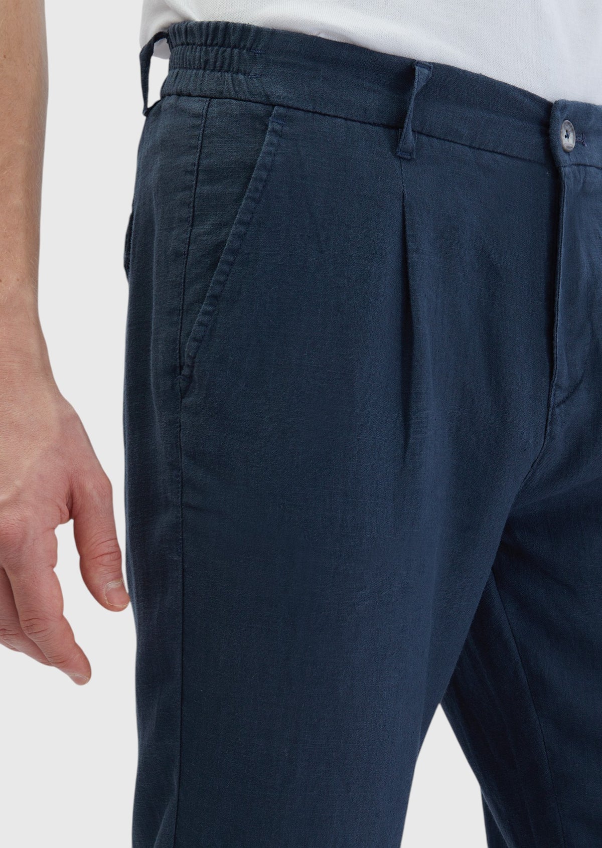 Antrasit Düz Dokuma Jogging Fit Casual %100 Keten Pantolon