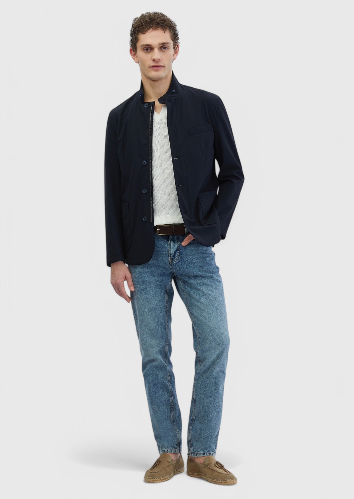 Lacivert Regular Fit Micro Jel Elyaflı Spor Ceket
