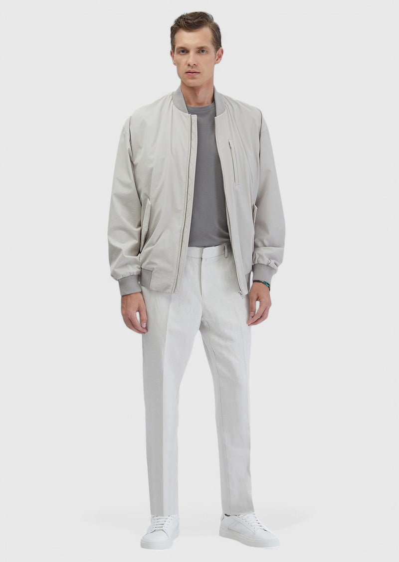 Açık Gri Regular Fit Dik Yaka Casual Dokuma Mont