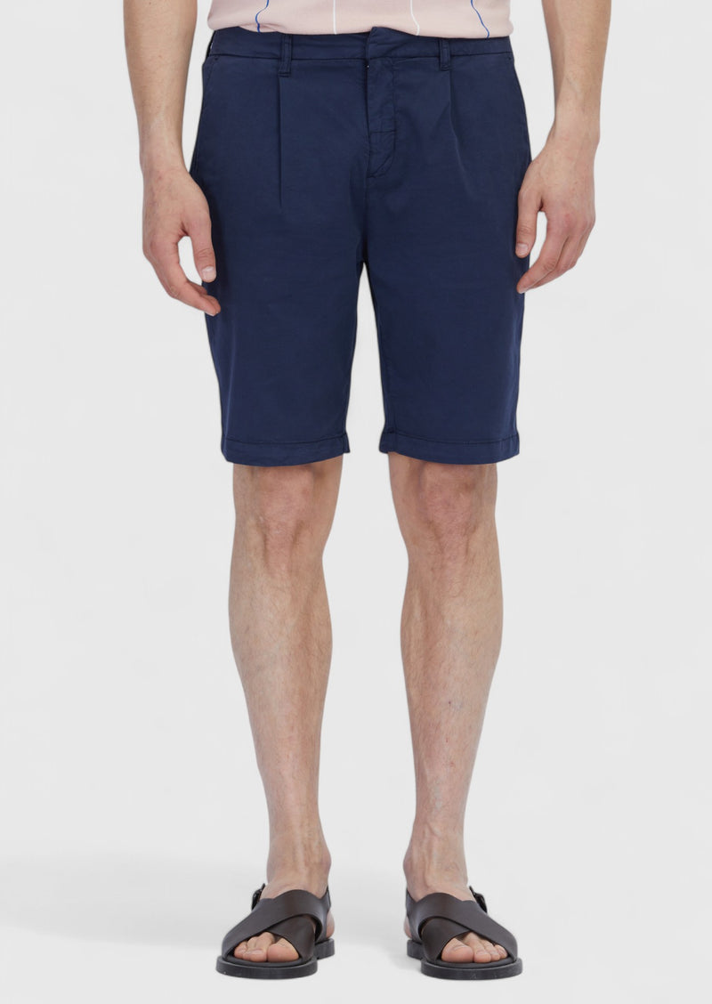 Lacivert Düz Dokuma Regular Fit Casual Pamuk Karışımlı Bermuda