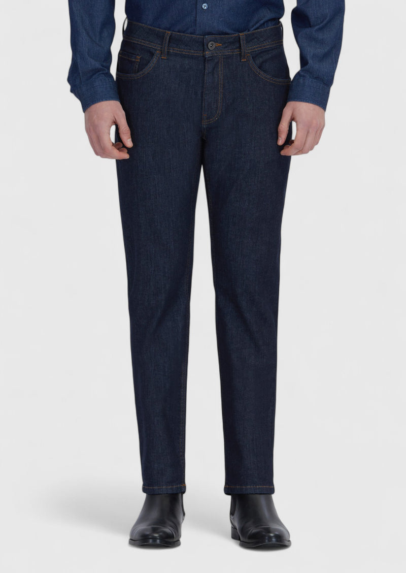 Lacivert Düz Slim Fit Denim Pamuk Karışımlı Pantolon