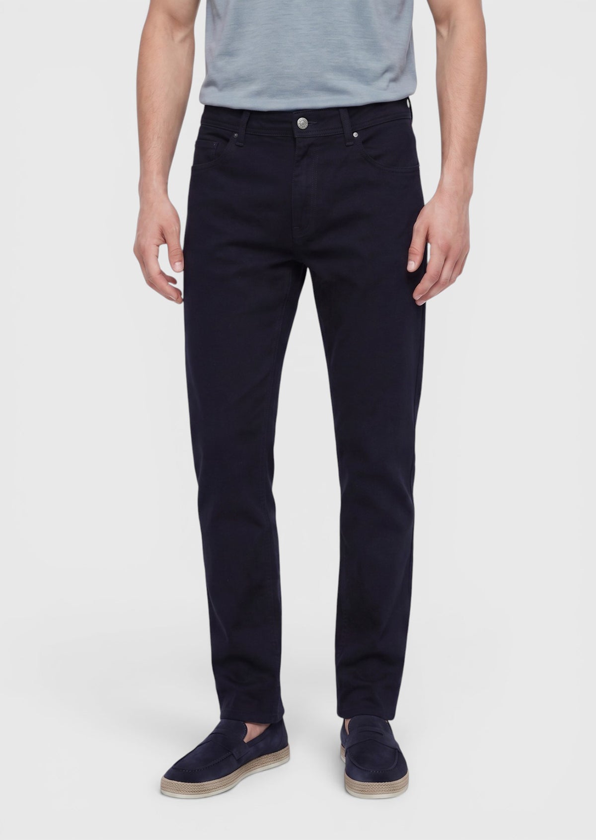 Lacivert Düz Dokuma Slim Fit Casual Pamuk Karışımlı Pantolon