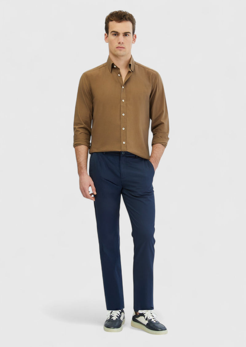 Vizon Düz Casual Fit Uzun Dokuma Casual %100 Pamuk Gömlek
