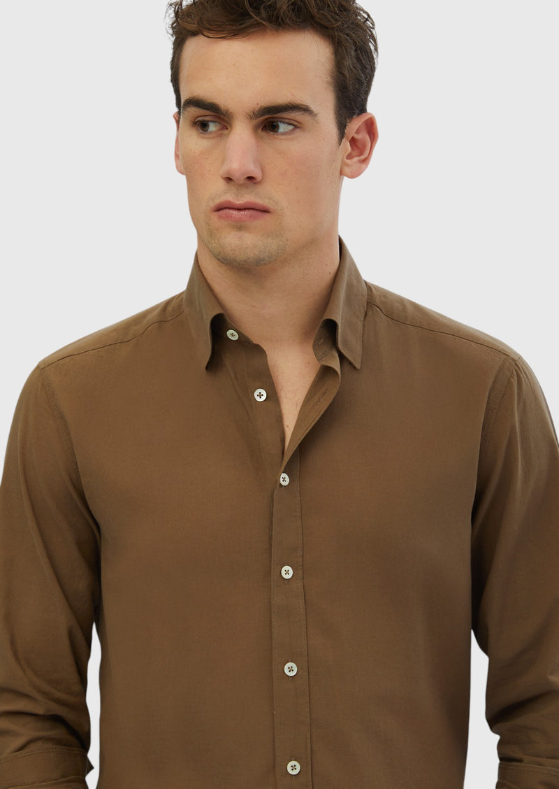 Vizon Düz Casual Fit Uzun Dokuma Casual %100 Pamuk Gömlek