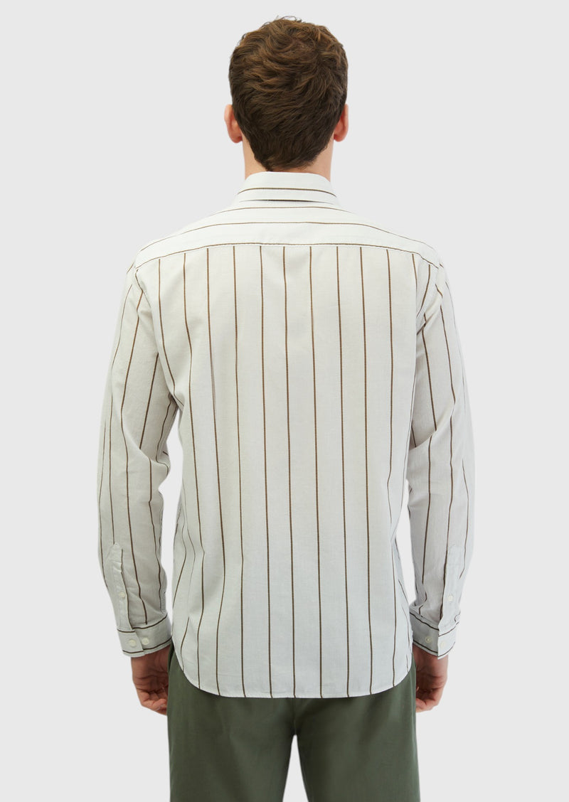 Açık Gri Baskılı Casual Fit Uzun Dokuma Casual %100 Pamuk Gömlek