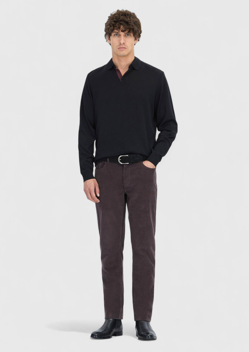 Siyah Polo Yaka Düz Sweatshırt