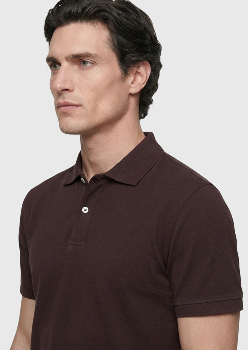 Mürdüm Düz Polo Yaka %100 Pamuk T-Shirt
