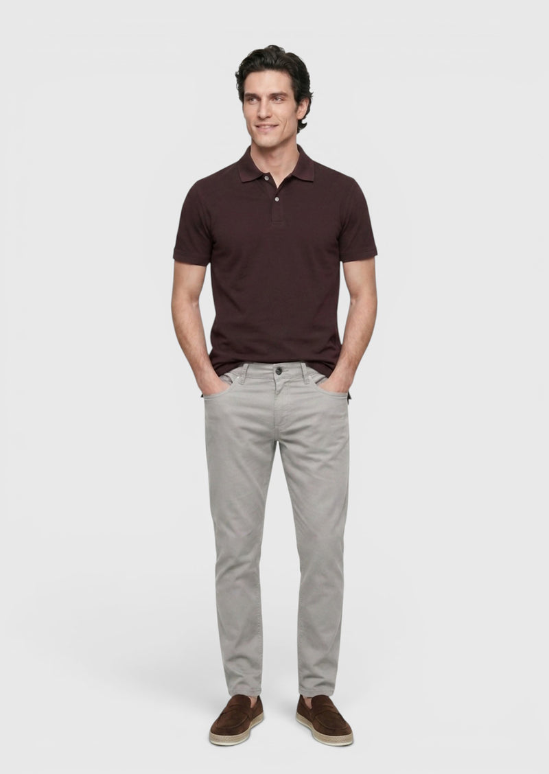 Mürdüm Düz Polo Yaka %100 Pamuk T-Shirt