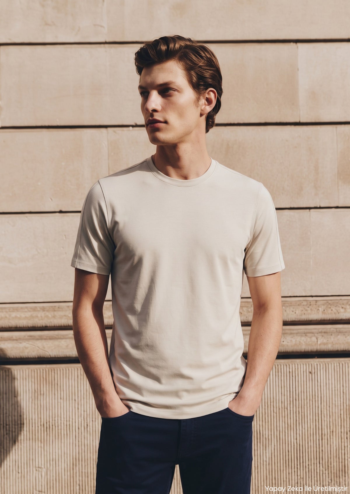 Taş Düz Bisiklet Yaka T-Shirt