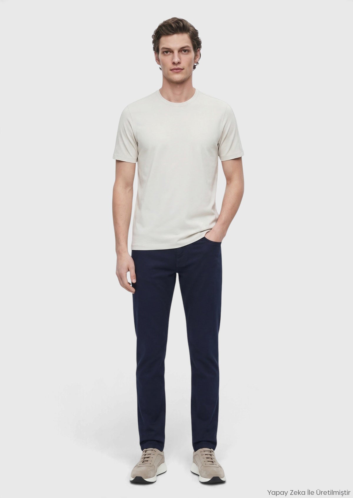 Taş Düz Bisiklet Yaka T-Shirt