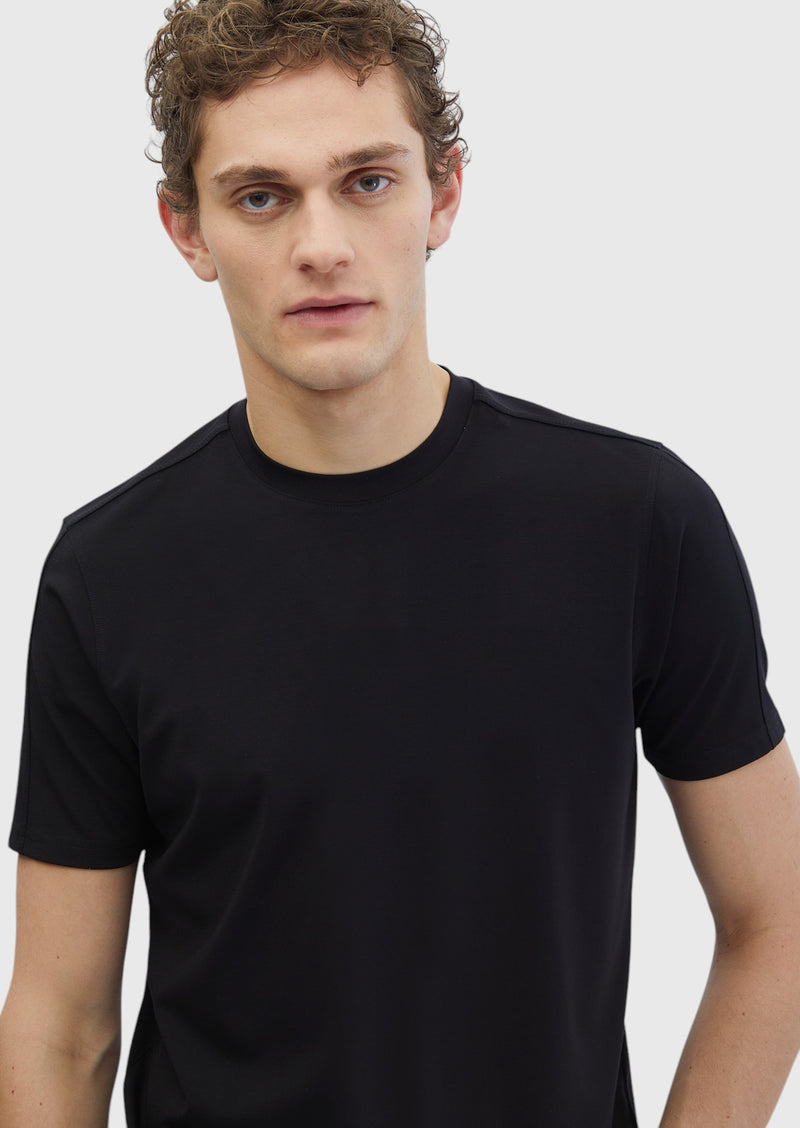 Siyah Düz Bisiklet Yaka T-Shirt