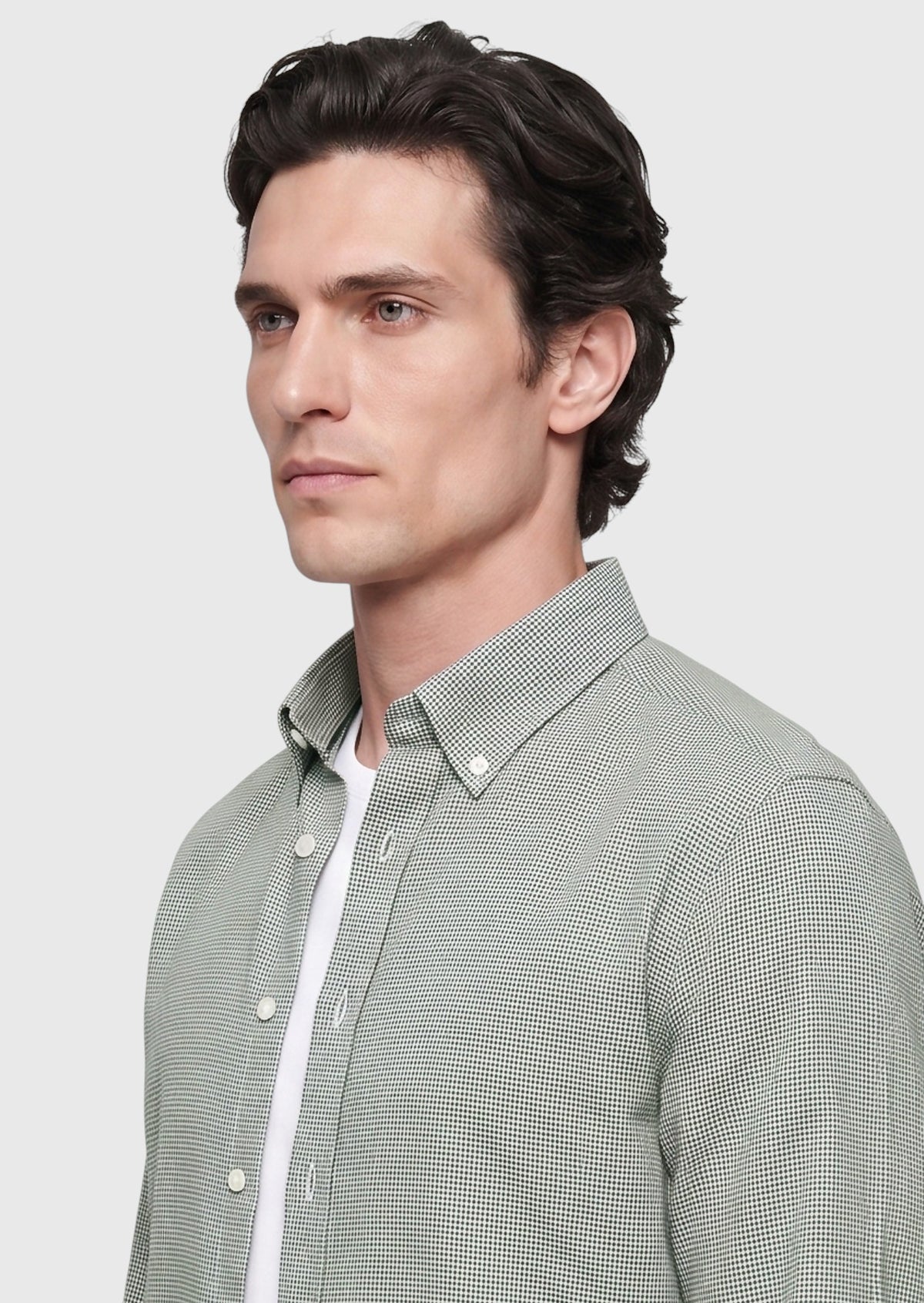 Haki Casual Fit Uzun Dokuma Casual Pamuk Karışımlı Gömlek