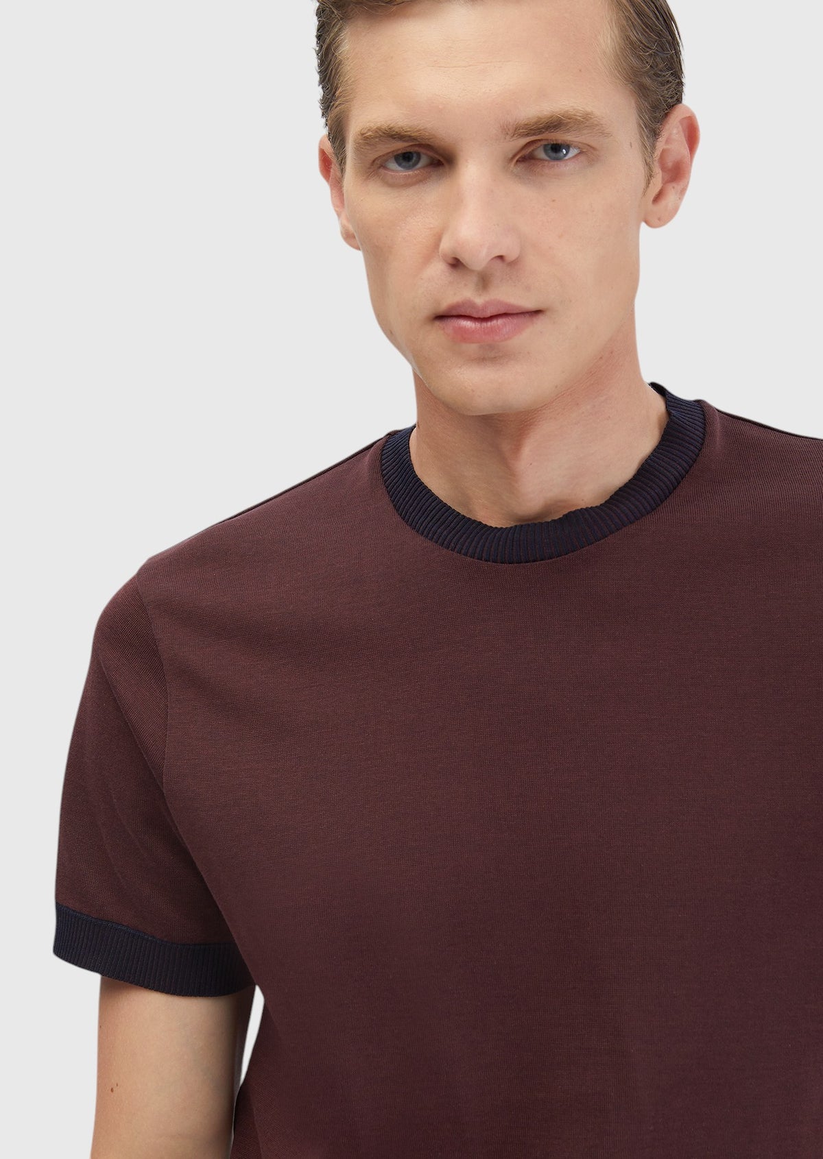 Kiremit Düz Bisiklet Yaka %100 Pamuk T-Shirt