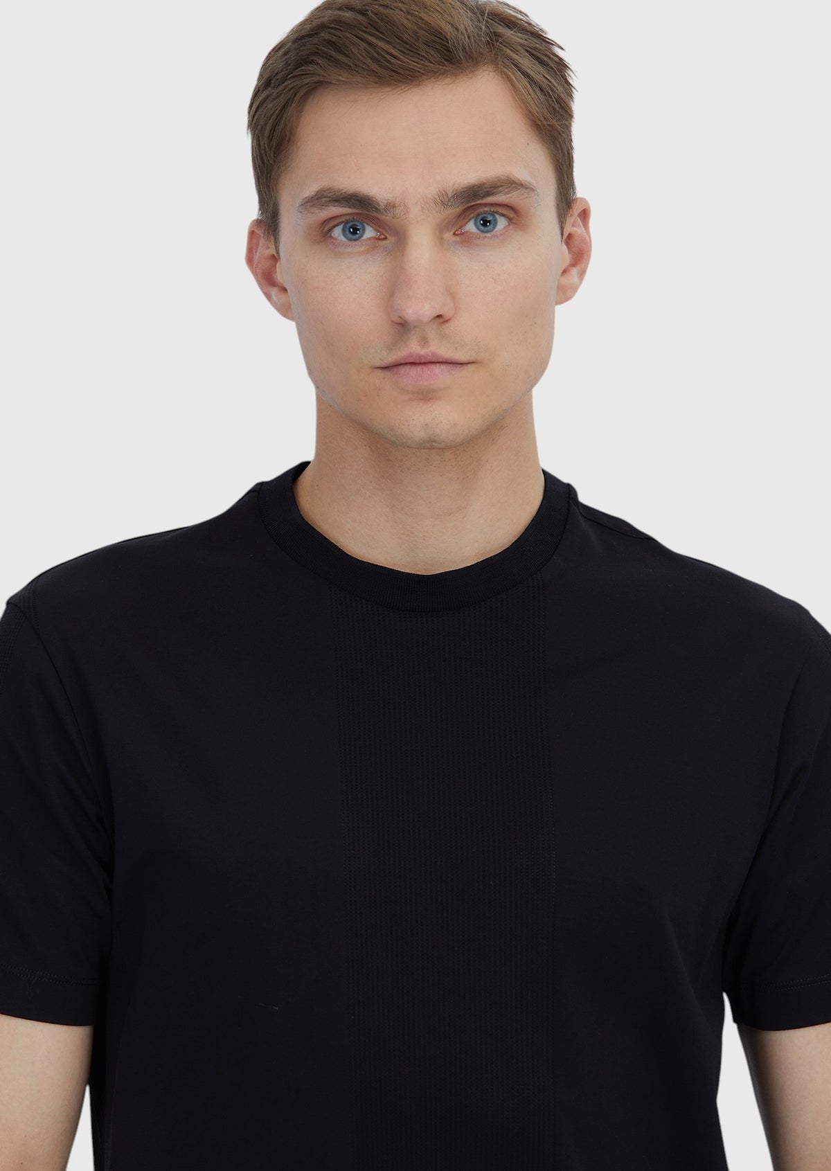 Siyah Jakarlı Bisiklet Yaka %100 Pamuk T-Shirt