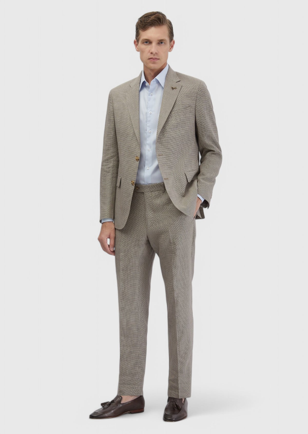 Kahverengi Zeroweight Slim Fit Yün Karışımlı Takım Elbise