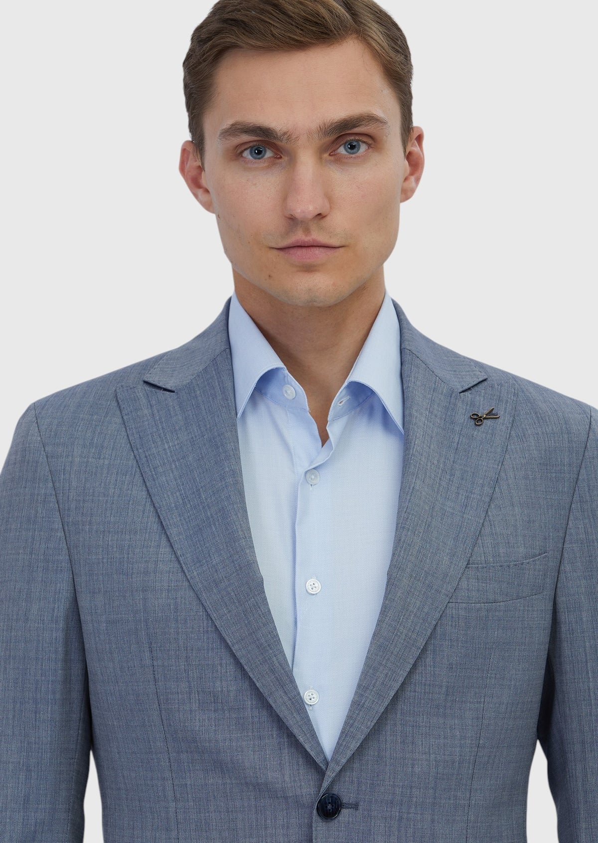 İndigo Düz Zeroweight Slim Fit %100 Yün Takım Elbise