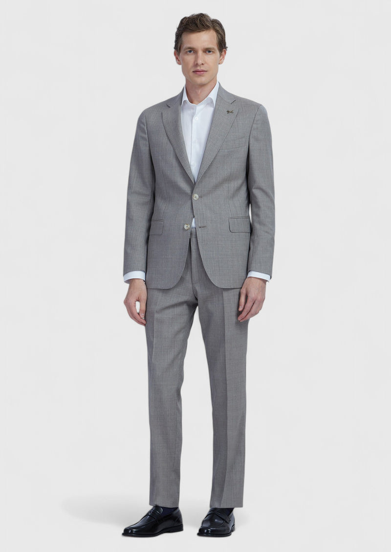 Vizon Kareli Zeroweight Slim Fit %100 Yün Takım Elbise