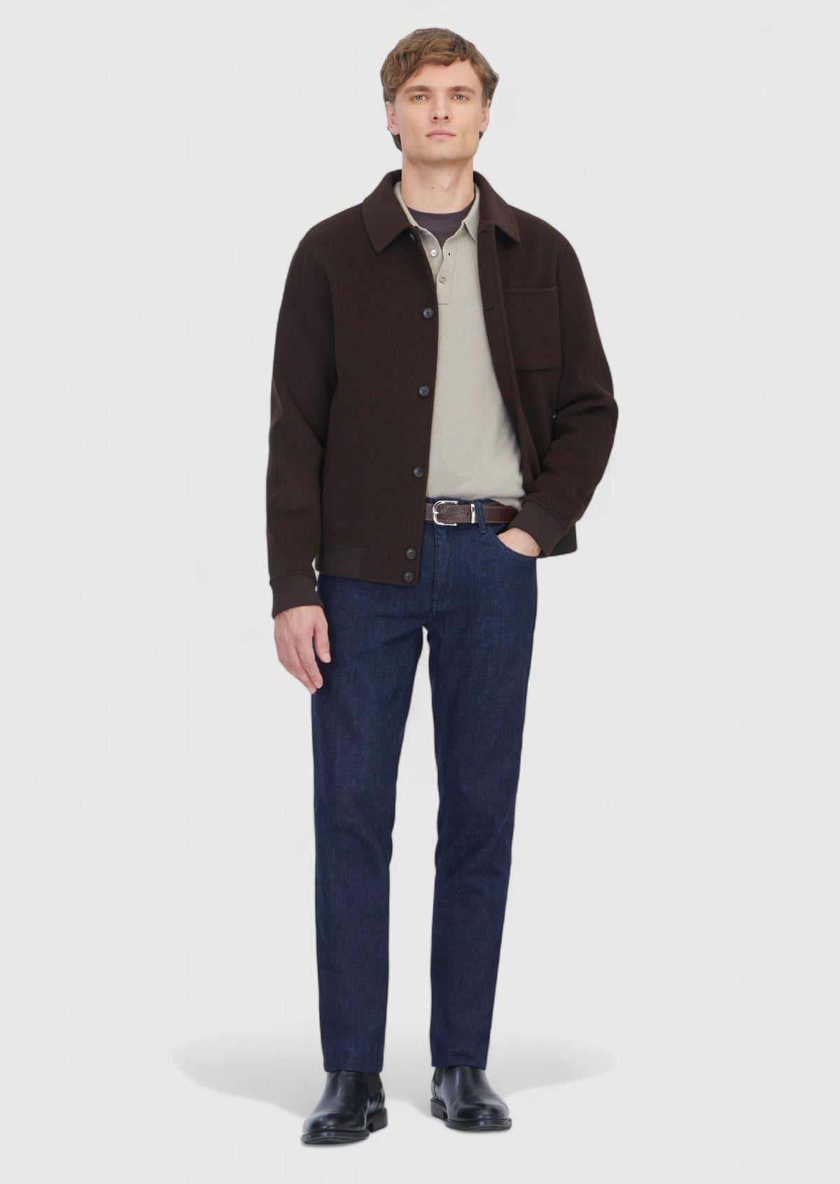 Kahverengi Regular Fit Dik Yaka Casual Örme Mont