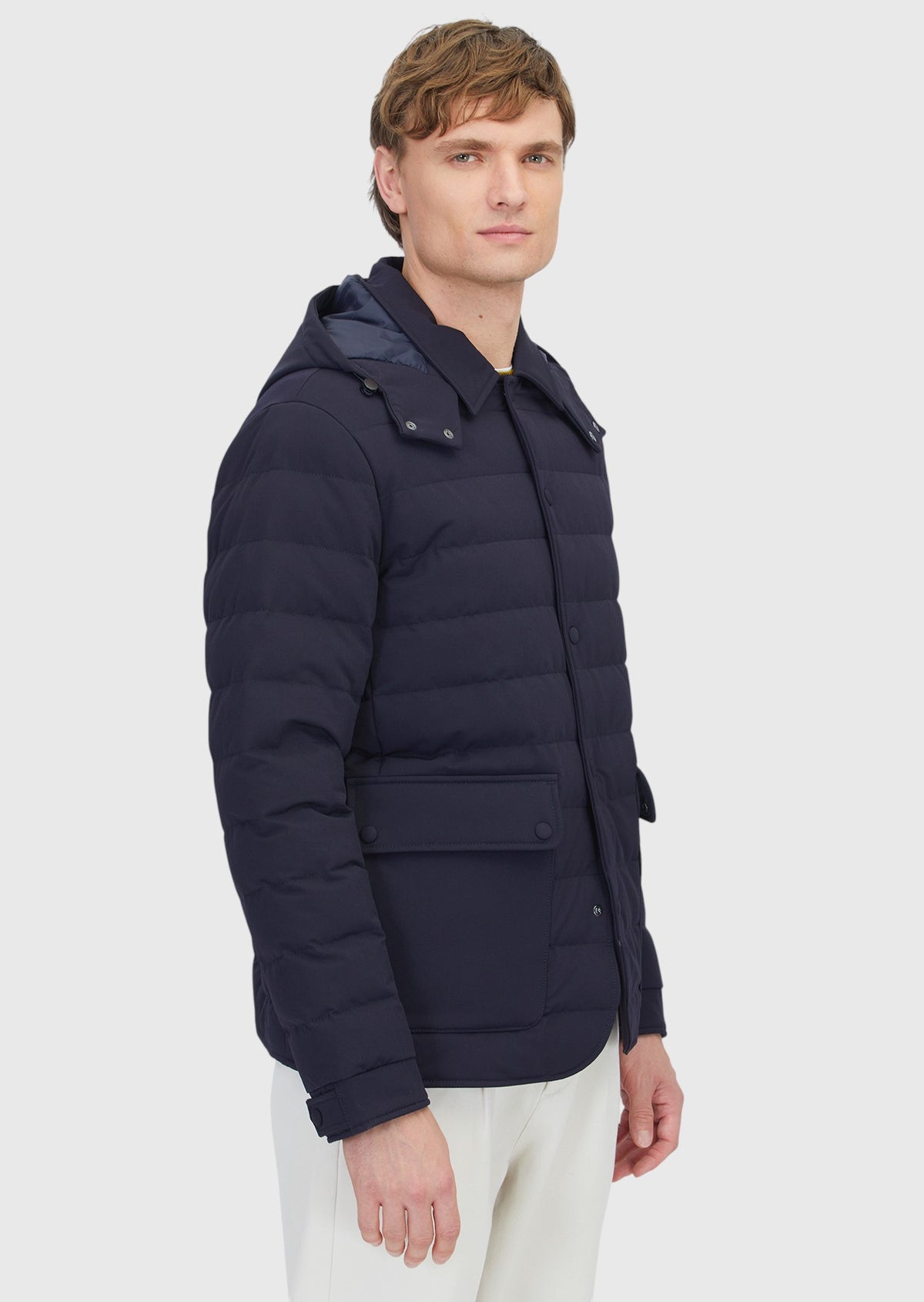 Lacivert Regular Fit Kapüşonlu Casual Dokuma Mont