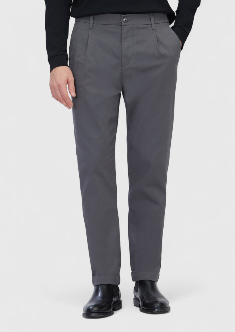Gri Düz Dokuma Jogging Fit Casual Pamuk Karışımlı Pantolon