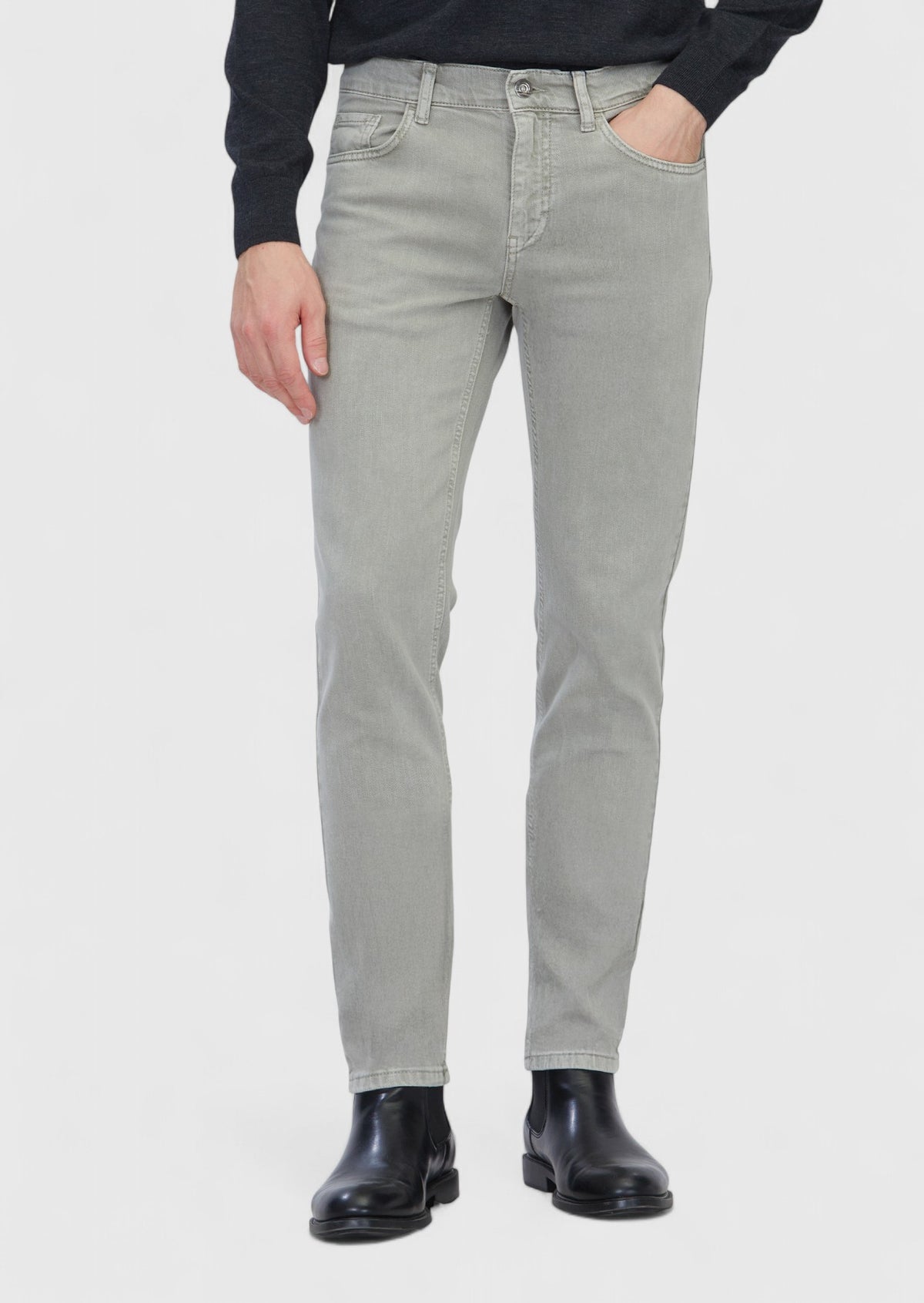 Açık Yeşil Düz Slim Fit Denim Pamuk Karışımlı Pantolon
