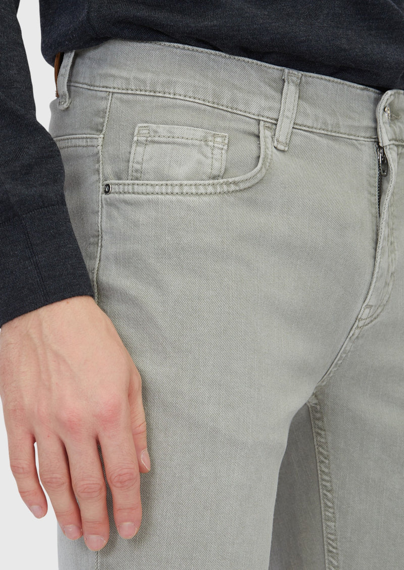 Açık Yeşil Düz Slim Fit Denim Pamuk Karışımlı Pantolon
