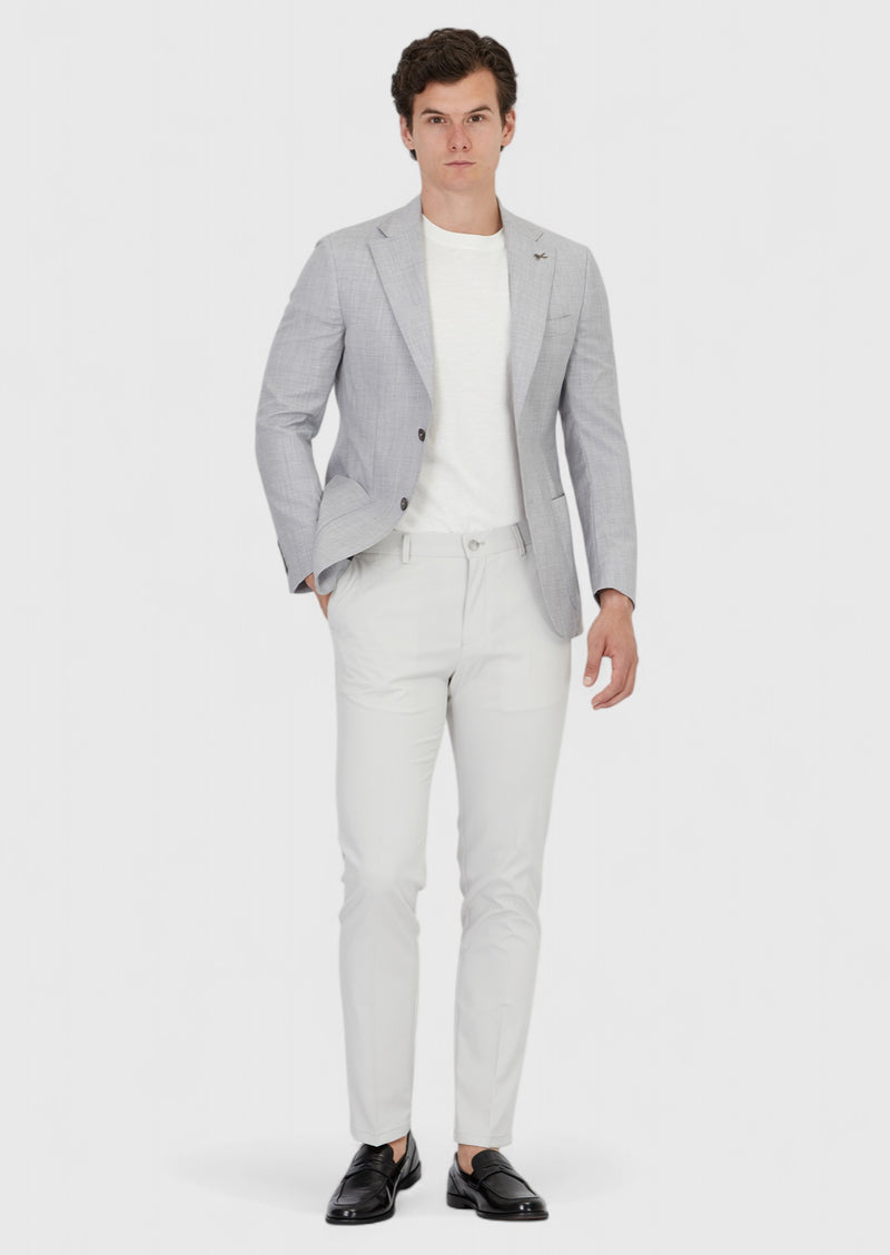 Açık Gri Düz Zeroweight Slim Fit %100 Yün Ceket