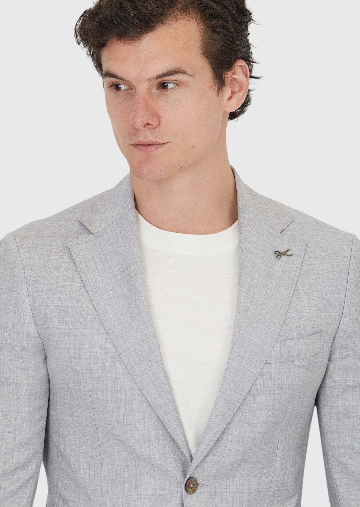 Açık Gri Düz Zeroweight Slim Fit %100 Yün Ceket