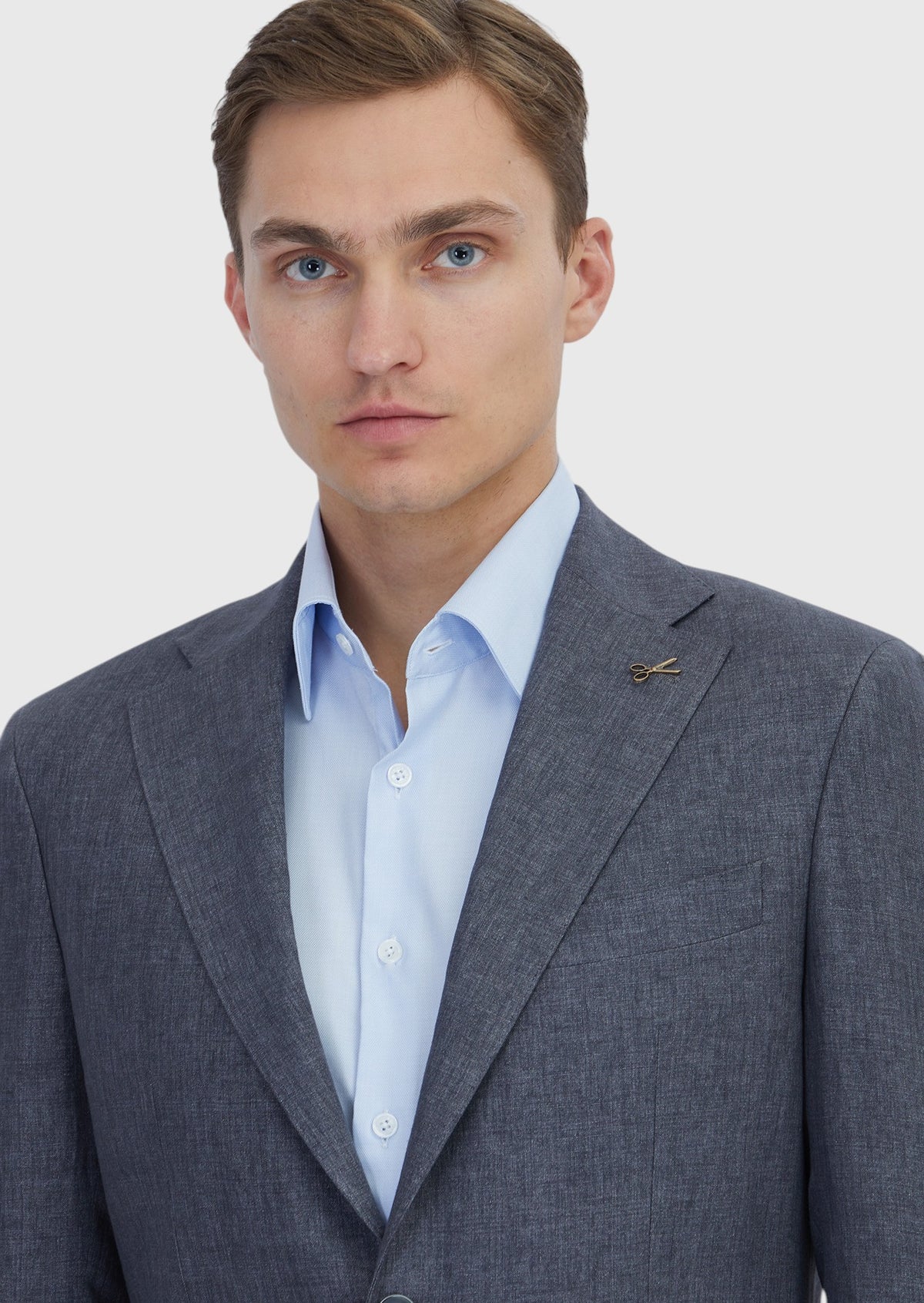 Füme Düz Zeroweight Slim Fit %100 Keten Takım Elbise
