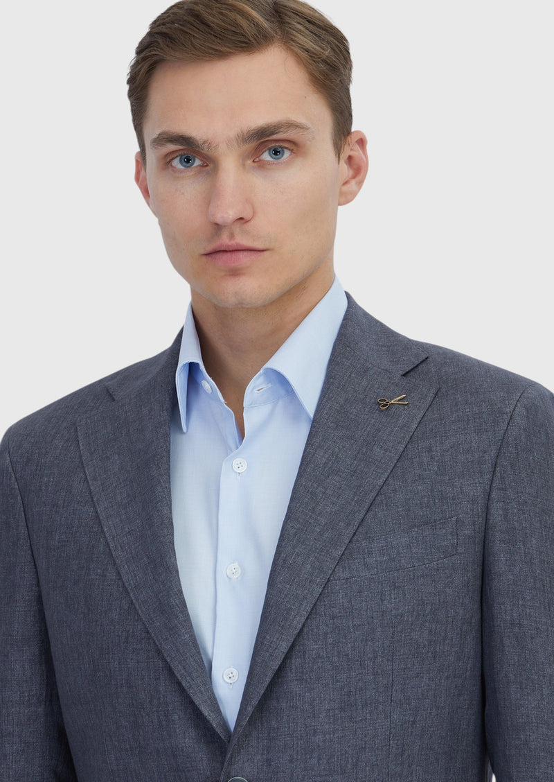 Füme Düz Zeroweight Slim Fit %100 Keten Takım Elbise