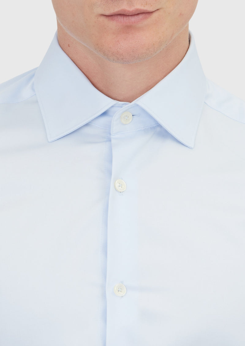 Açık Mavi Düz Slim Fit Uzun Dokuma Klasik %100 Pamuk Gömlek