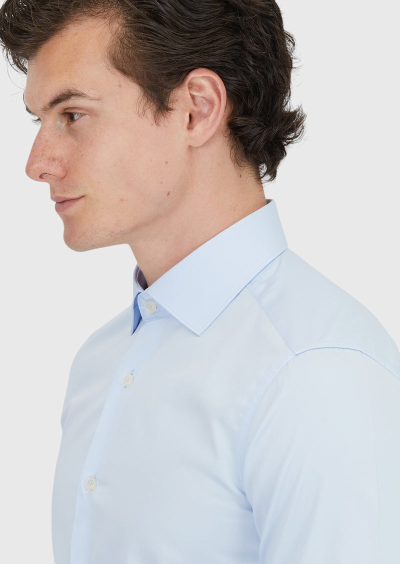 Koyu Mavi Düz Slim Fit Uzun Dokuma Klasik %100 Pamuk Gömlek
