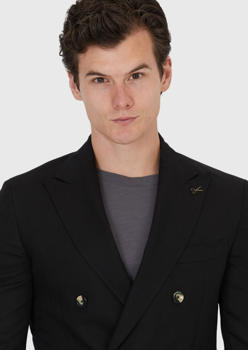 Siyah Zeroweight Slim Fit Keten Karışımlı Ceket