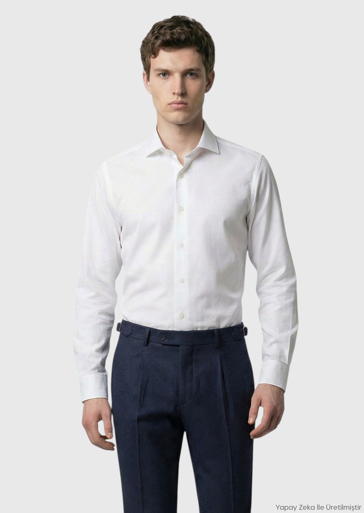 Beyaz Düz Casual Fit Uzun Dokuma Casual %100 Pamuk Gömlek
