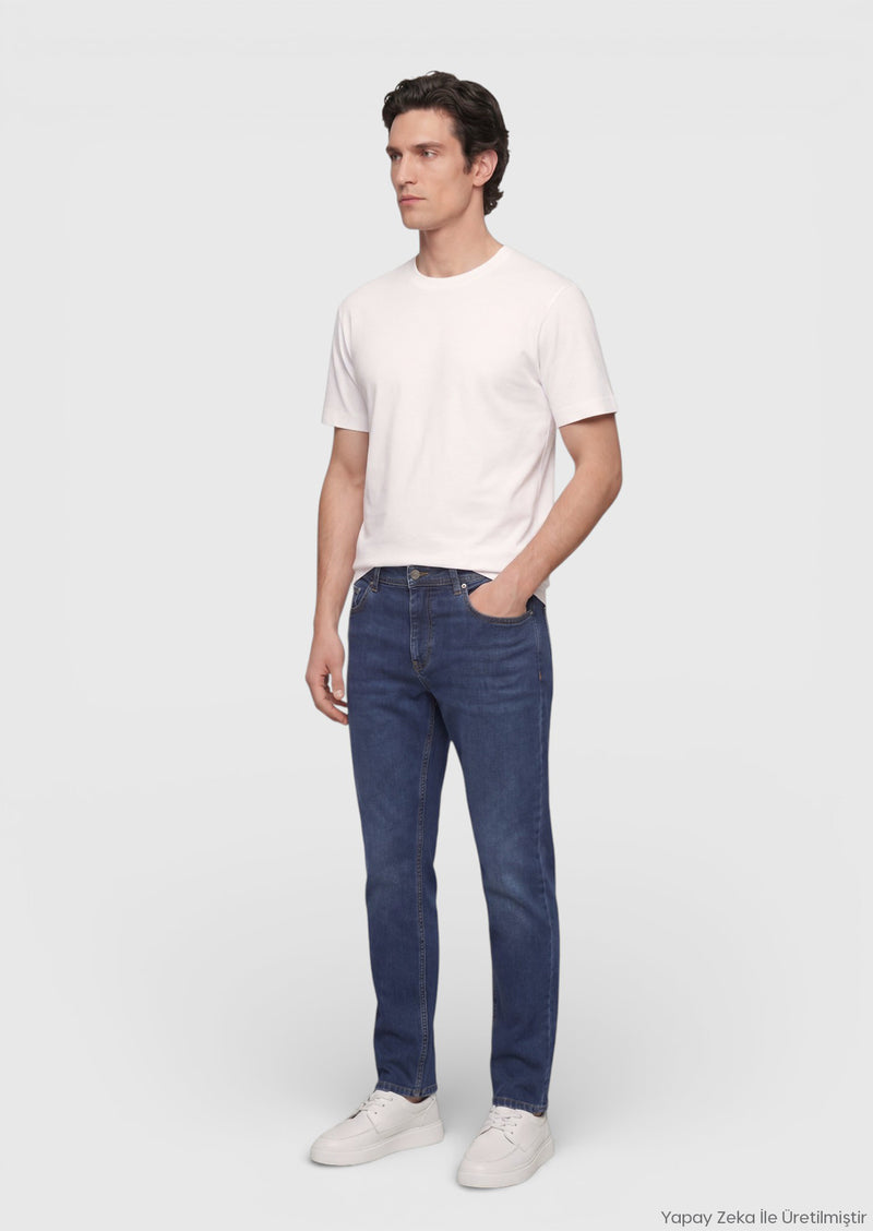 Ekru Düz İpek Karışımlı T-Shirt