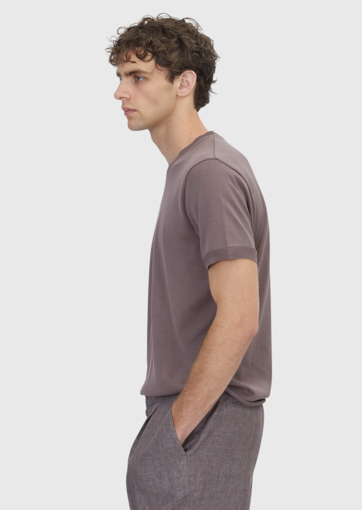 Mürdüm Düz %100 Pamuk T-Shirt